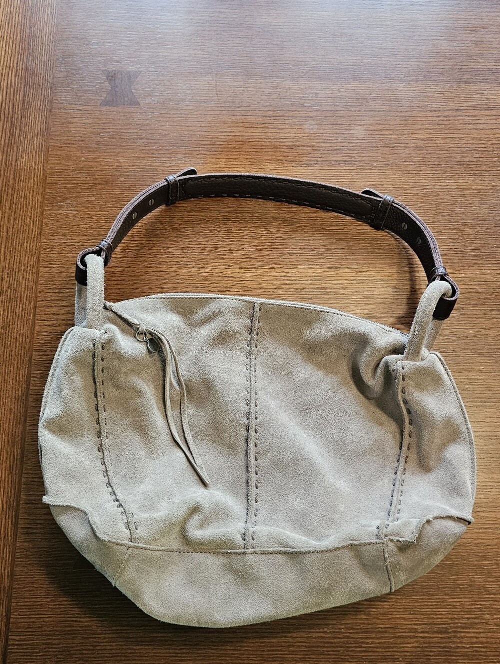 The Sak Leather Stitching Slouchy Shoulder Bag